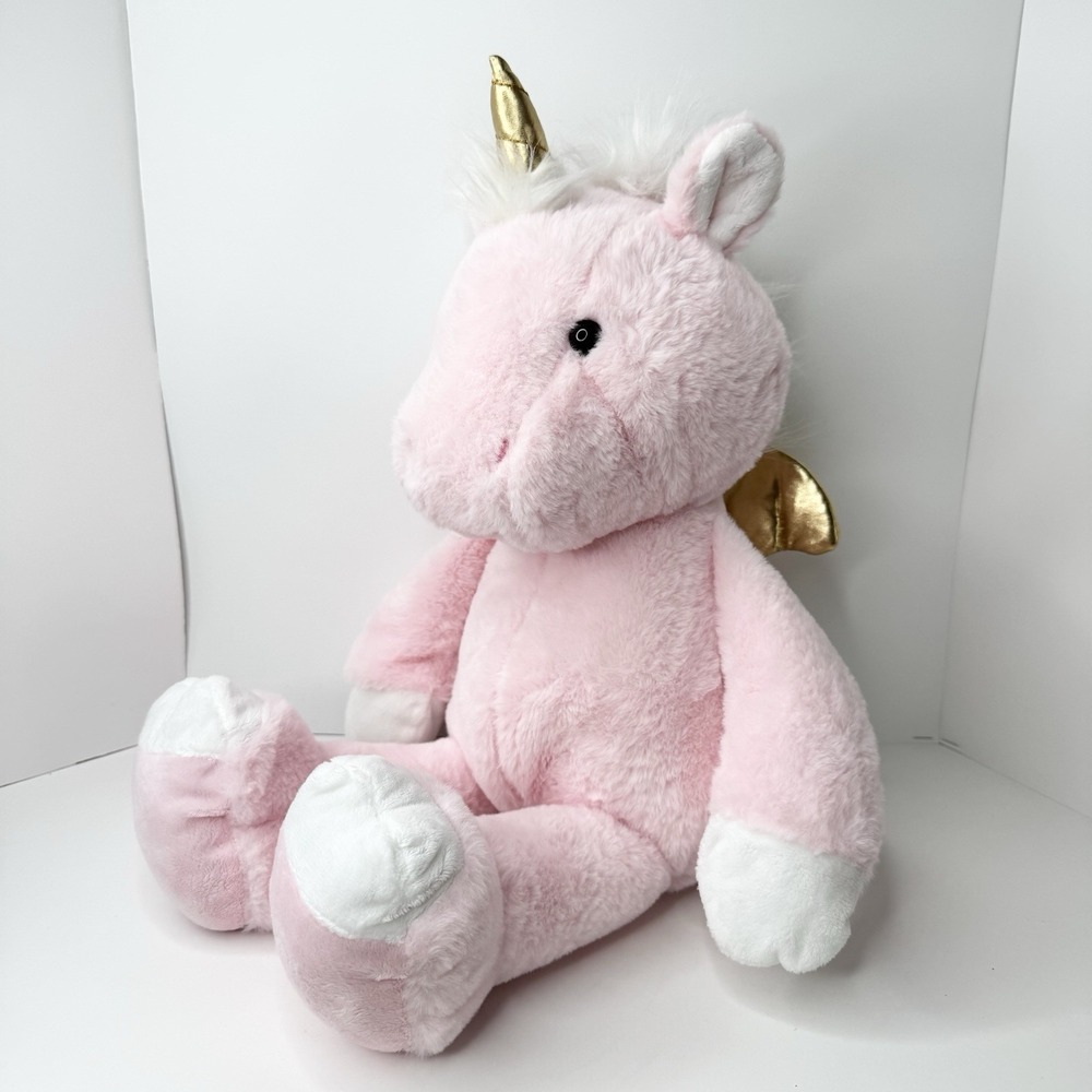 Walgreens Pink Pegasus Unicorn Plush Stuffed Animal 20" Large Gold Wings Horn - Picture 5 of 8